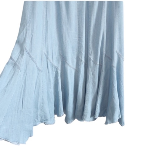 Philosophy Skirt Blue Chambray Sz Med Pull-On Angled A-Line Seamed Rock-A-Billy - Picture 6 of 16